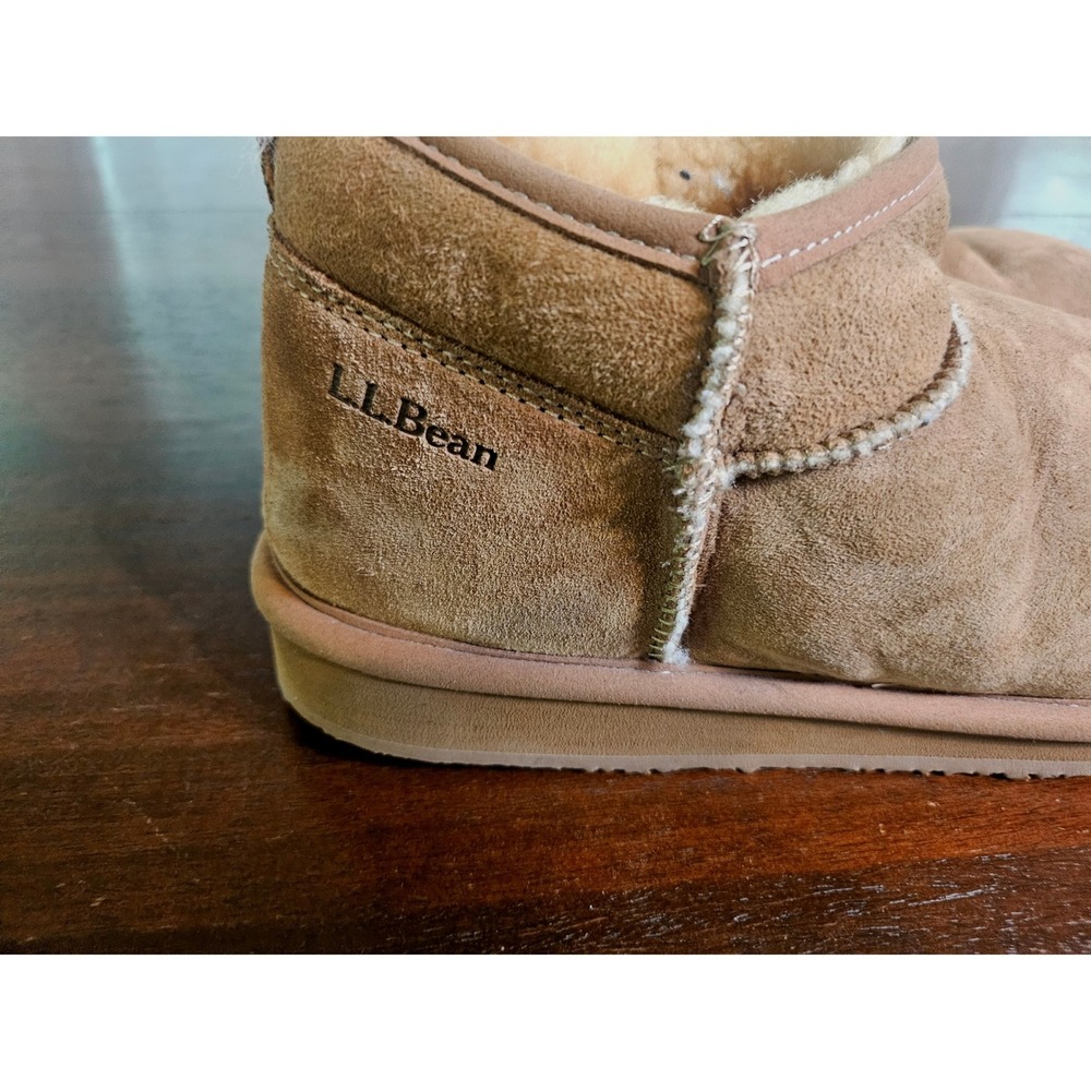 LL Bean Wicked Good Slipper Boots Womens 10 Brown Suede Shearling Lined Slippers